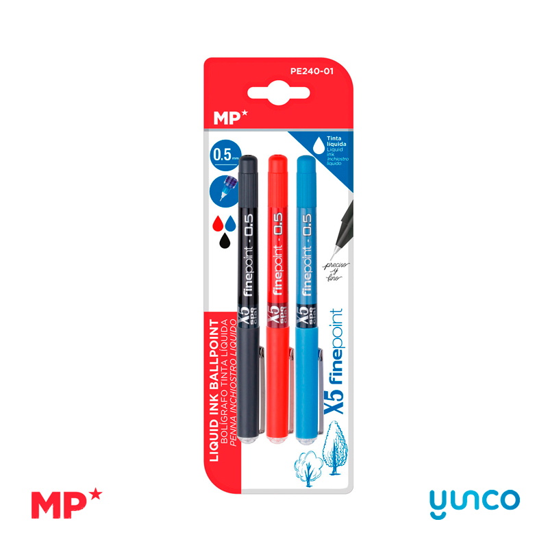 Bólígrafo tinta líquida pack 3