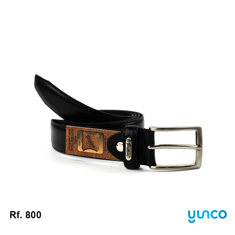 Cinturón Biselado Cosido Lareral/Cuero Negro
